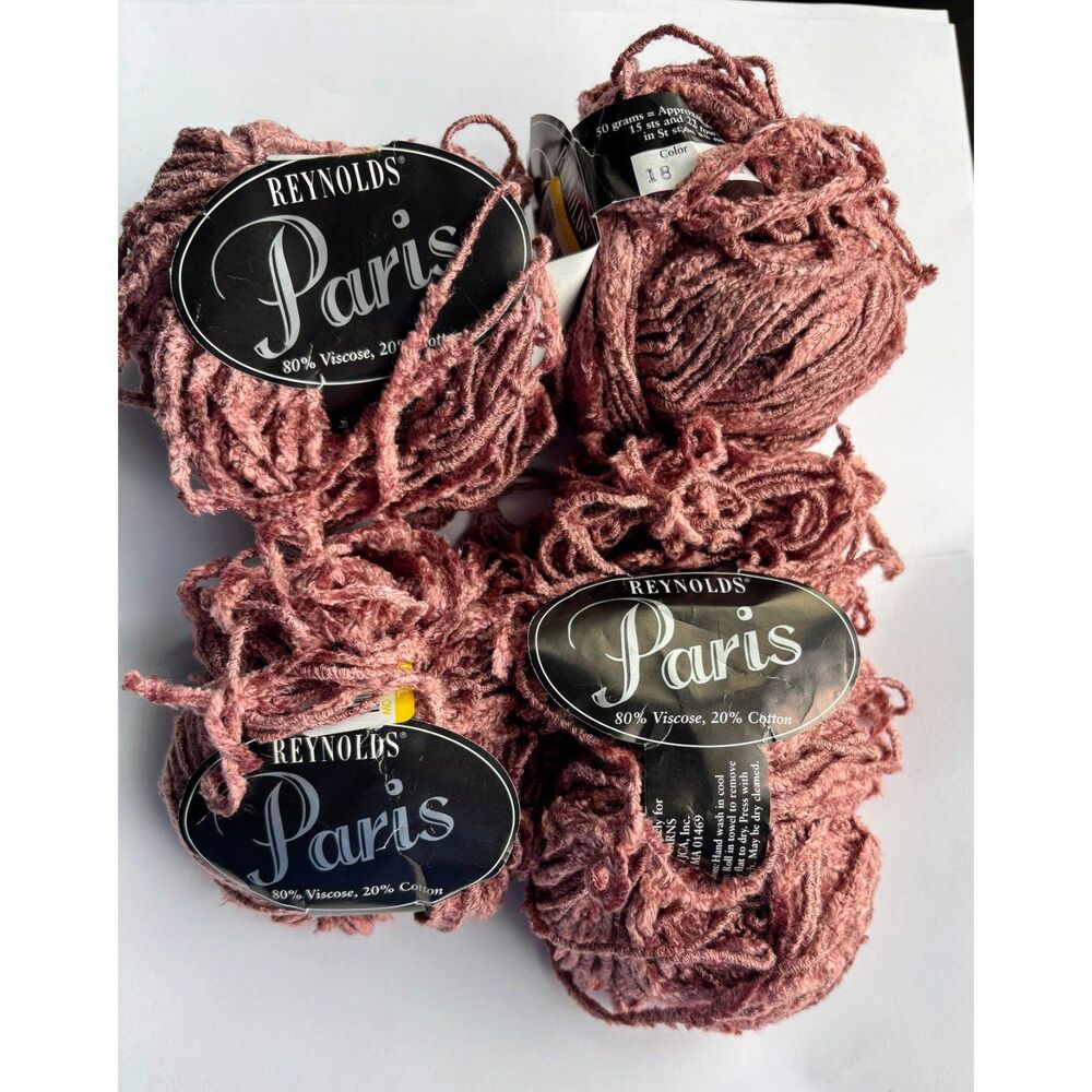 Reynolds Paris Yarn, 80% Viscose, 20% Cotton, Made in Italy, Lot of 4